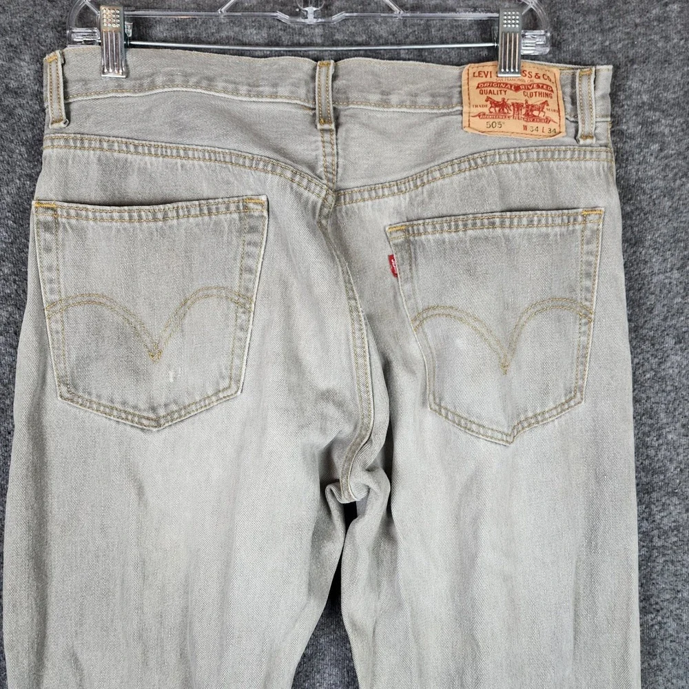 Levi's Jeans Mens 34x34 505 Regular Fit Gray Straight Leg Denim 2006 Vintage